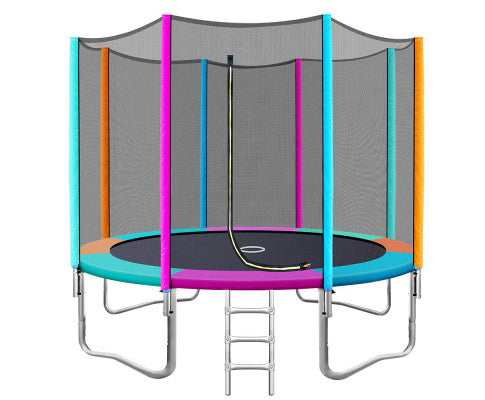 10FT Trampoline Round Trampolines Kids Safety Net Enclosure Pad Outdoor Gift Multi-coloured