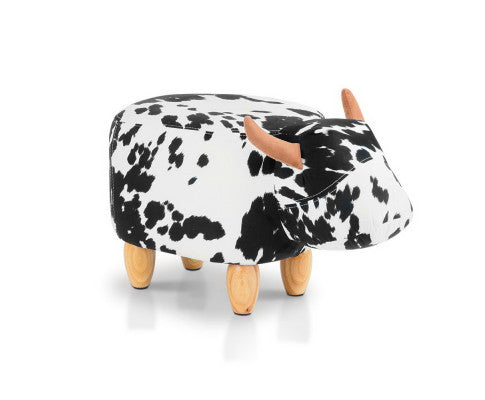 Keezi Kids Ottoman Foot Stool Toy Cow Chair Animal Foot Rest Fabric Seat White