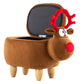 Velvet Brown Deer Ottoman Storage with Wooden Footrest