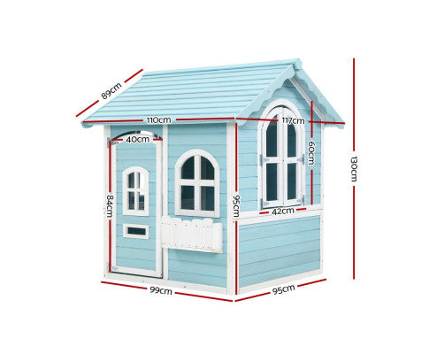 Kids Wooden Cubby House Outdoor Playhouse Pretend Play Set Childrens Toy